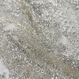 Billie Ivory Polyester Patterned Silver Glitter Mesh Net Knit Dress Fabric 3