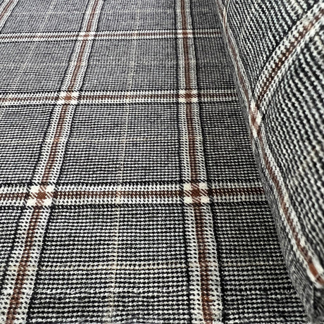 Black And Tan Check Wool Italian Suiting Fabric Roll
