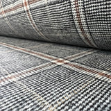 Black And Tan Check Wool Italian Suiting Fabric Roll
