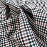 Black White Pink Blue Green Check Italian Wool Suiting Well Plaid