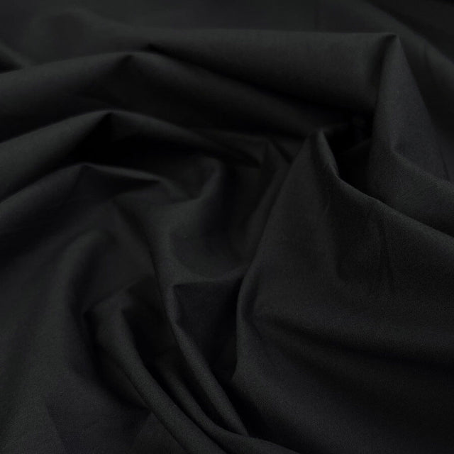 Blackout Black Plain Woven Cotton Poplin Fabric