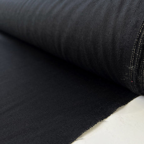 Blackthorn black worsted wool british fine woven suiting fabric roll