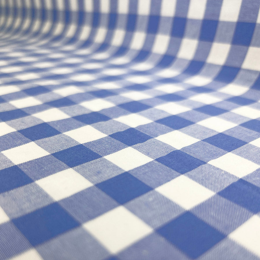Blue And White Half Inch Check Cotton Dress Fabric Gingham Skies