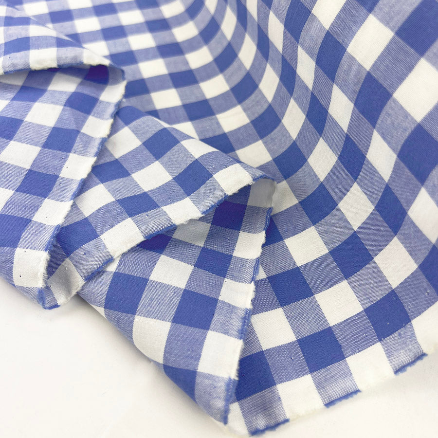 Blue And White Half Inch Check Cotton Dress Fabric Gingham Skies Fold