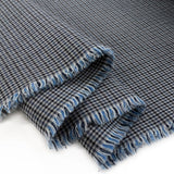 Blue Check Fine Japanese Cotton Trousering Fabric Small County Fold