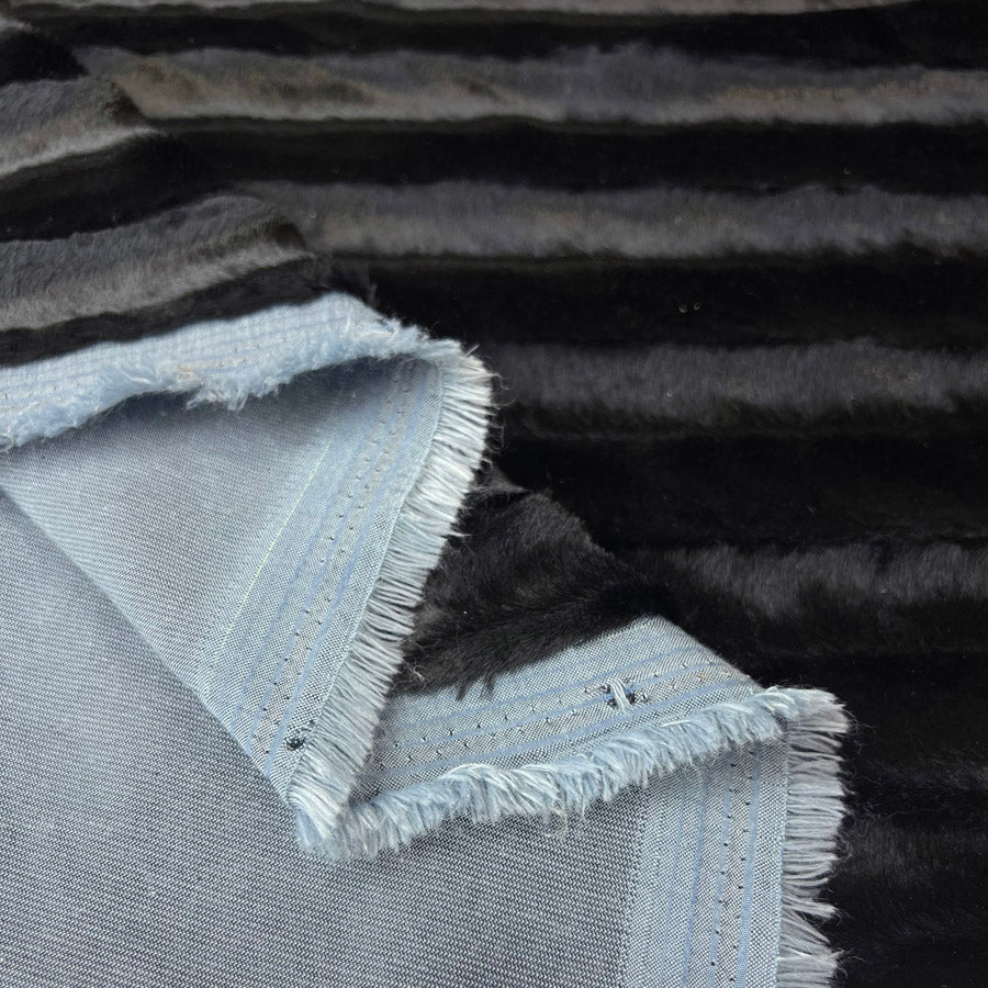 Blue Faux Fur Silky Soft French Velvet Fabric Fold