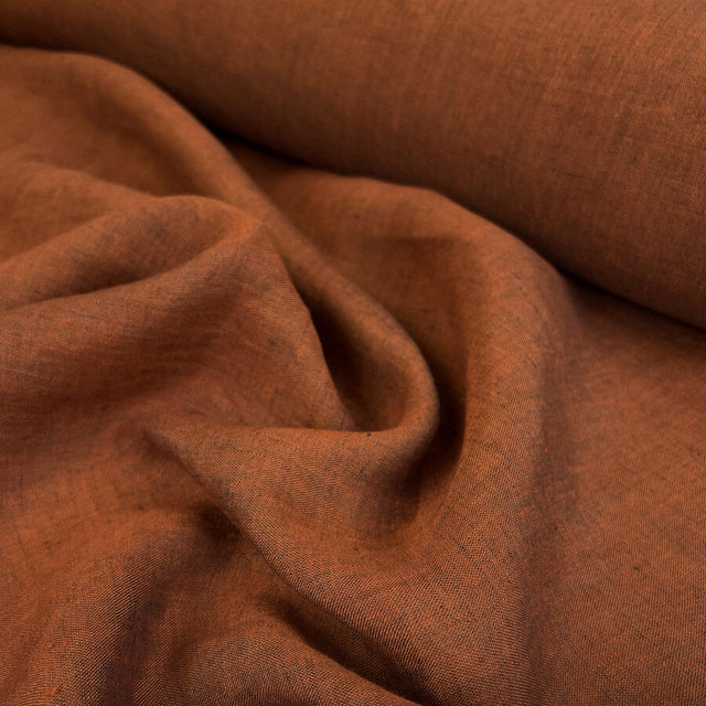 Bohemian Rhapsody Rust Linen Orange Italian Woven Shirting Fabric