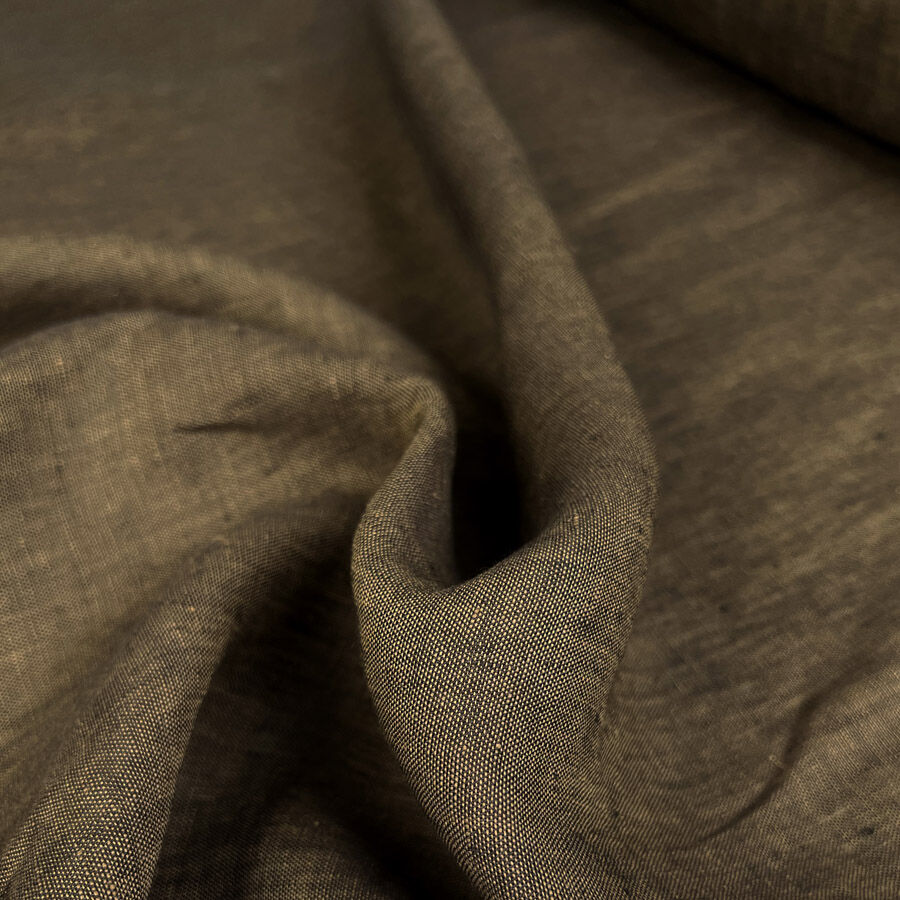 Bohemian Rhapsody Sand Linen Brown Italian Woven Shirting Fabric