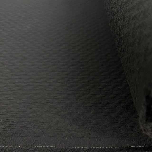 Bolero Cotton Elastane Black Textured Woven Suiting Fabric Roll
