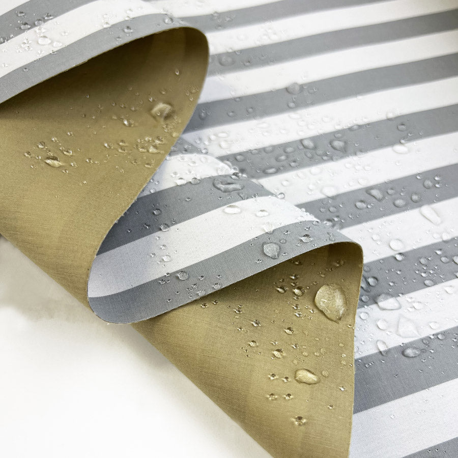 Bonded Cotton Grey White Stripe Water Resistant Uk Coating Fabric Fold1