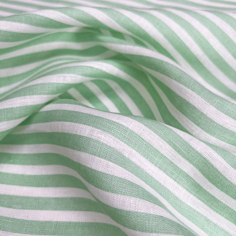 Bondi Linen Green Striped Shirting Dress Fabric