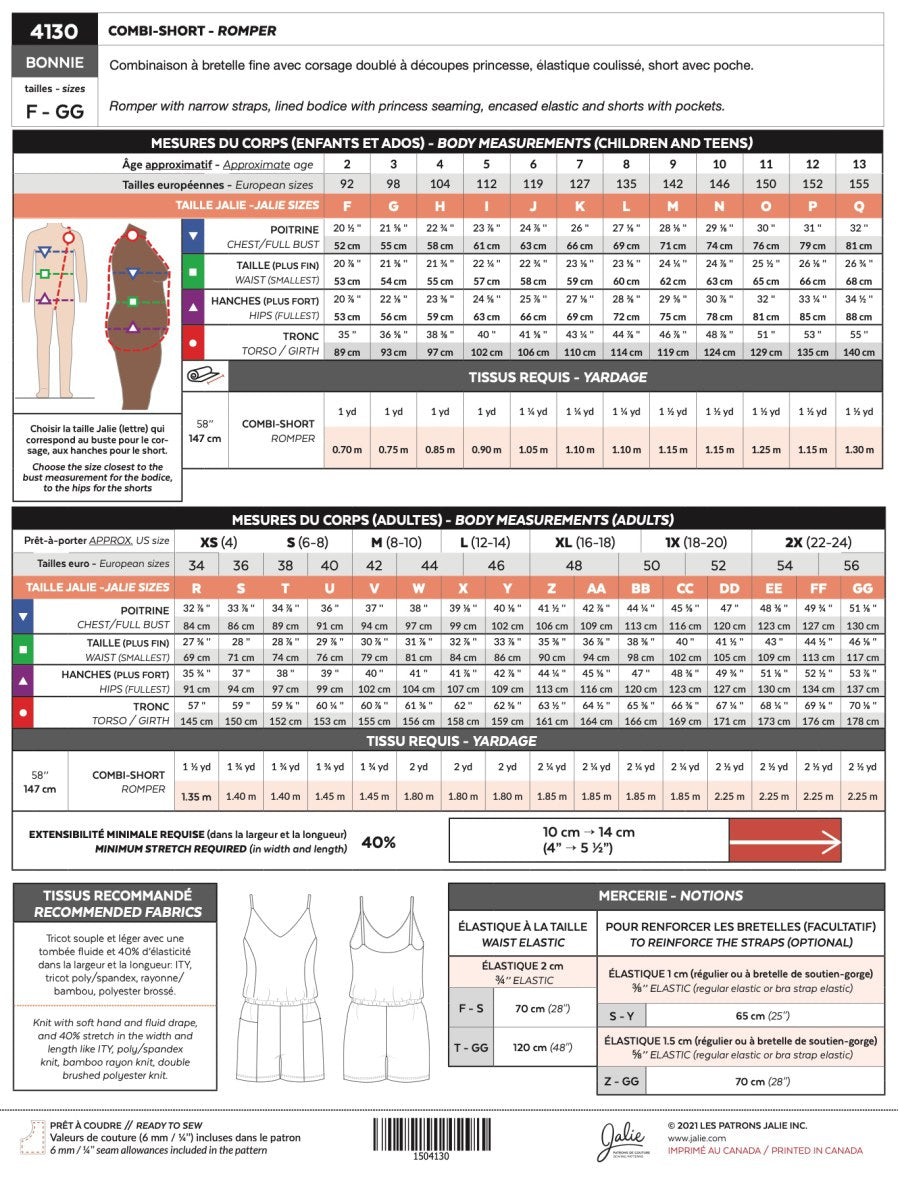 Bonnie Romper Pattern Jalie Back