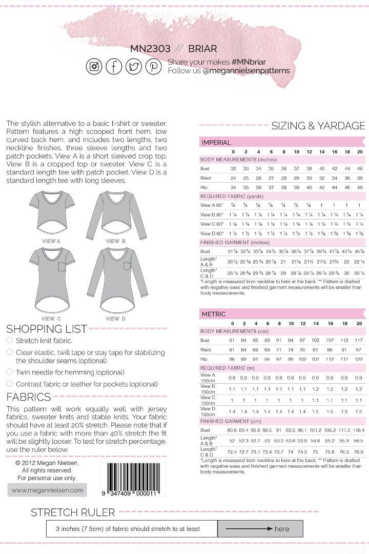 Briar Sweater And T Shirt Pattern By Megan Nielsen Back