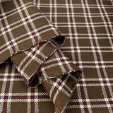 British Wool Fudge Check Polyester Brown White Wine Coating Fabric Fold