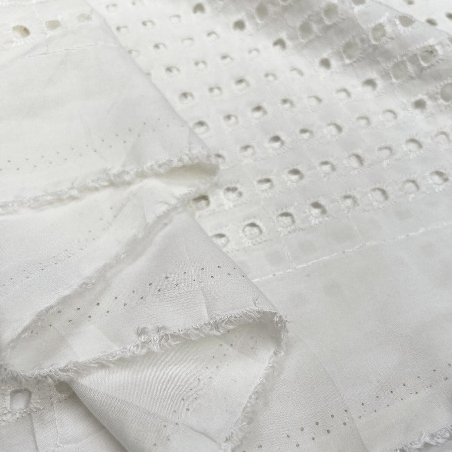 Broderie Anglaise Ba Holly Ivory Square Viscose Dress Fabric Fold