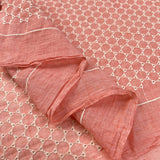 Broderie Anglaise Ba Rosette Coral Pink Cotton Polyester Floral Woven Embroidered Summer Dress Fabric Fold