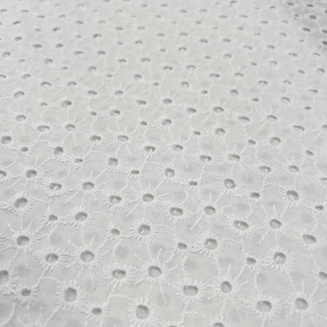 Broderie Anglaise Jada White Cotton Floral Embroidered Summer Dress Fabric