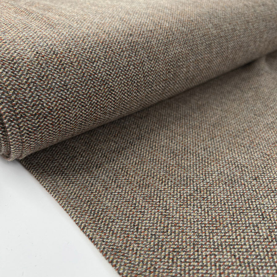Bronte Weave Taupe Rust Tweed British Yorkshire Deadstock Woven Suiting Fabric Bolt