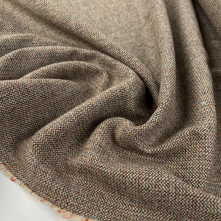 Bronte Weave Taupe Rust Tweed British Yorkshire Deadstock Woven Suiting Fabric