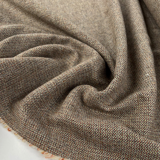 Bronte Weave Taupe Rust Tweed British Yorkshire Deadstock Woven Suiting Fabric