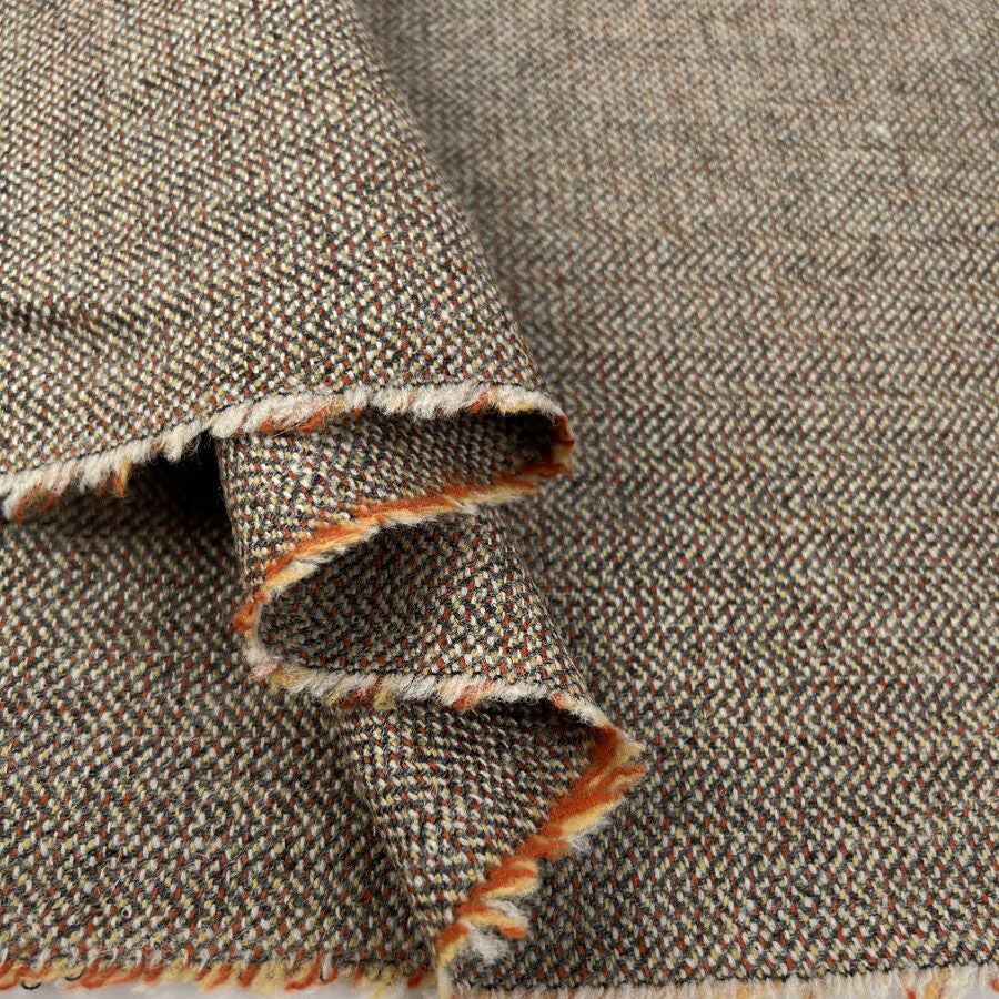 Bronte Weave Taupe Rust Tweed British Yorkshire Deadstock Woven Suiting Fabric Fold