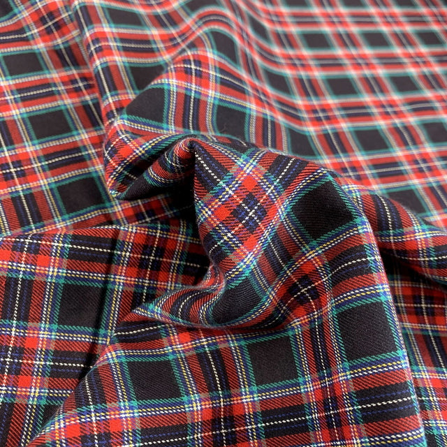 Brushed Tartan Benjamin Blue Cotton Shirt Material Fold
