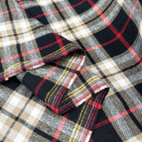 Brushed cosy dennis check stone black white cotton flannel fabric fold