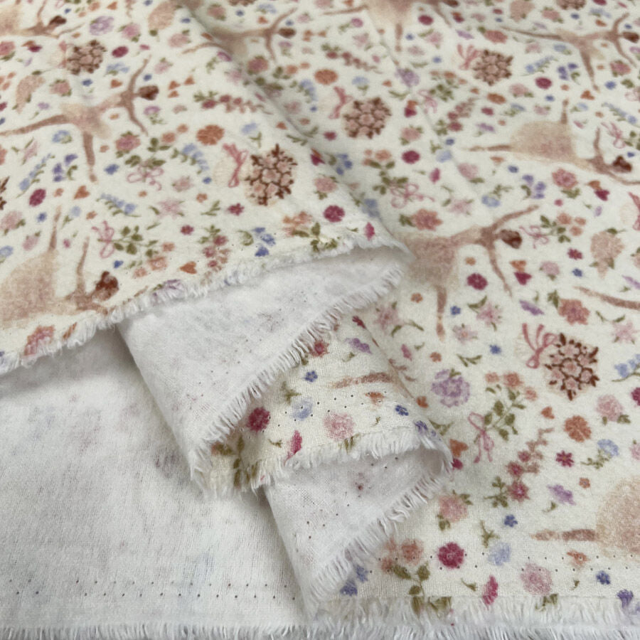 Brushed Cotton Ballerina Pink Pastel Winceyette Digital Print Flannel Fabric Fold