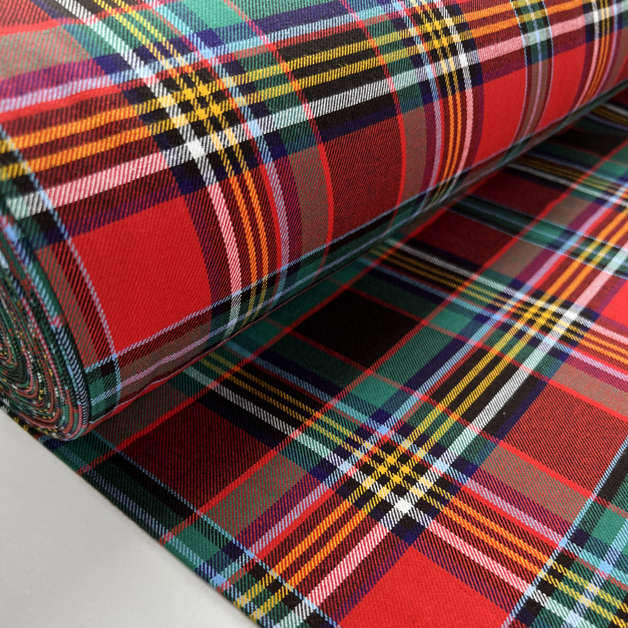 Brushed Cotton Check Red Green Soft Flannel Fabric Bolt