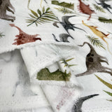 Brushed Cotton Fossil Friends White Winceyette Digital Print Flannel Fabric Fold