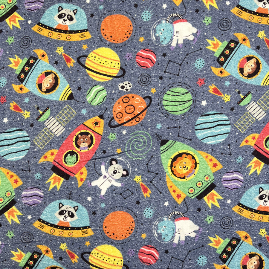 Brushed Cotton Galactic Safari Multicoloured Winceyette Digital Print Flannel Fabric