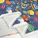 Brushed Cotton Galactic Safari Multicoloured Winceyette Digital Print Flannel Fabric Fold