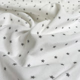 Brushed Cotton Little Star Silver White Winceyette Fabric