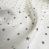 Brushed Cotton Little Star Silver White Winceyette Fabric