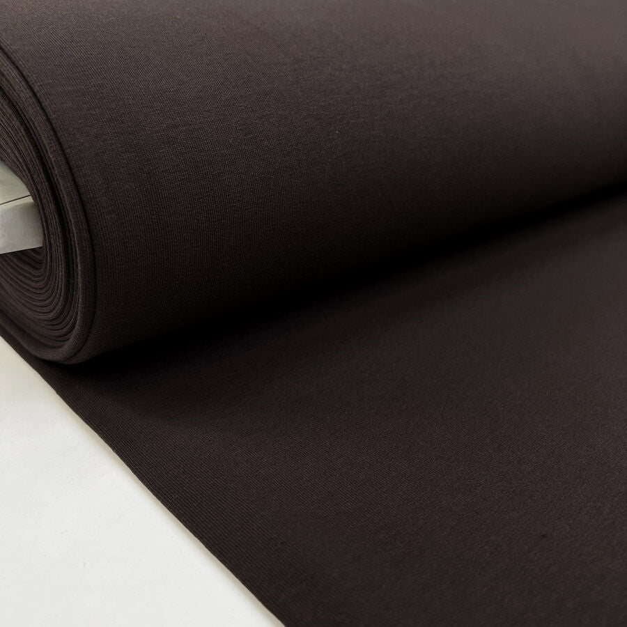 Brushed French Terry Dark Brown Cotton Elastane Stretch Knit Jersey Fabric Bolt