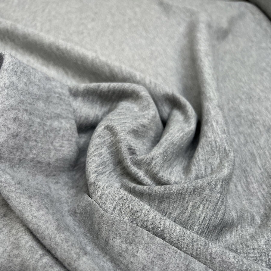 Brushed French Terry Marl Grey Cotton Elastane Stretch Knit Jersey Fabric Cu Def785Fc E977 494A 92F0 09Afaa898E45