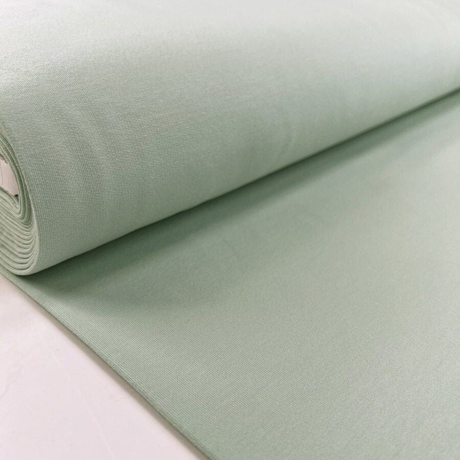 Brushed French Terry Mint Green Cotton Elastane Stretch Knit Jersey Fabric Bolt