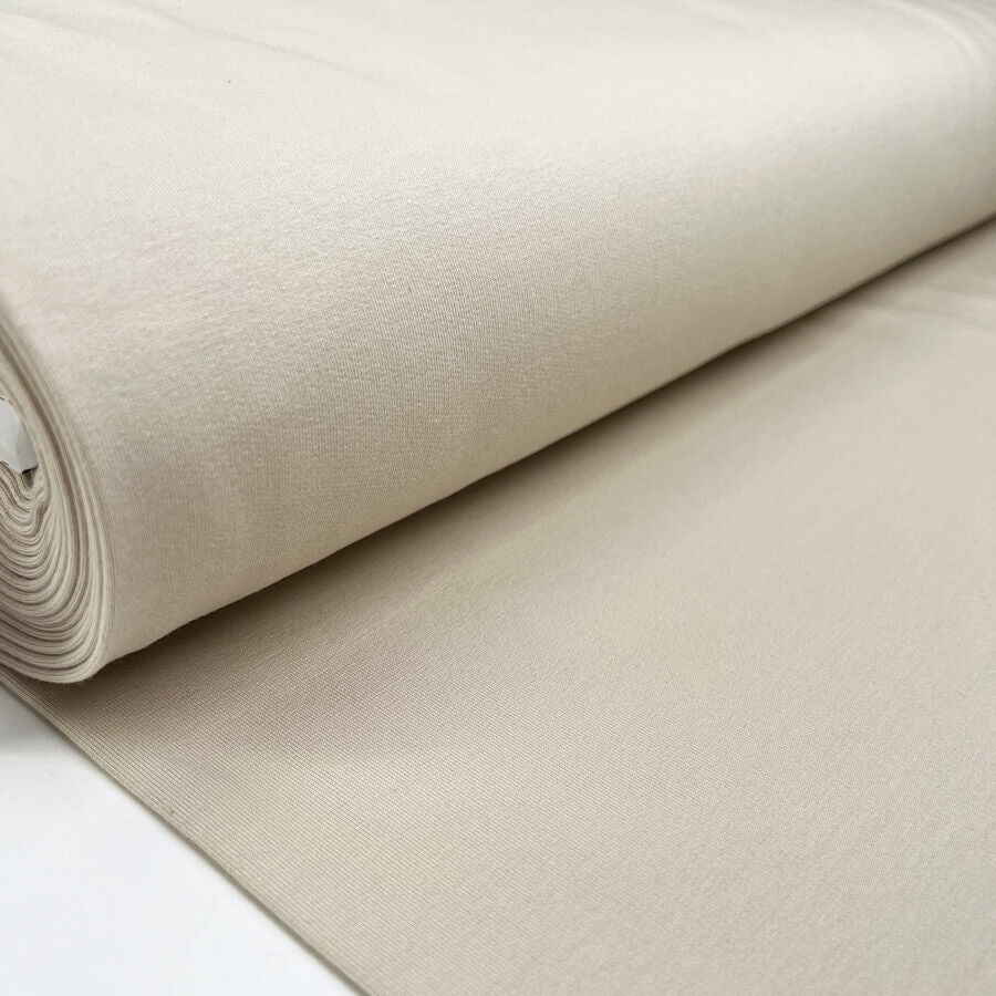 Brushed French Terry Sand Cotton Elastane Stretch Knit Jersey Fabric Bolt