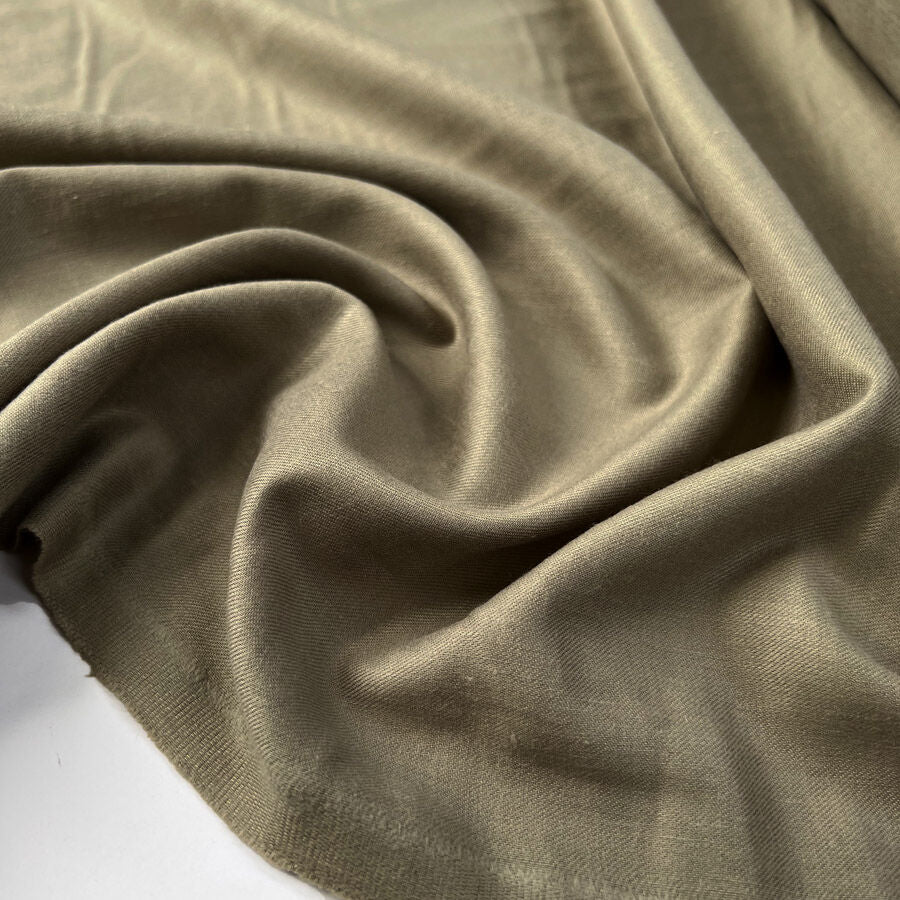 Brushed Twill Khaki Cotton Woven Fine Trouser Fabric
