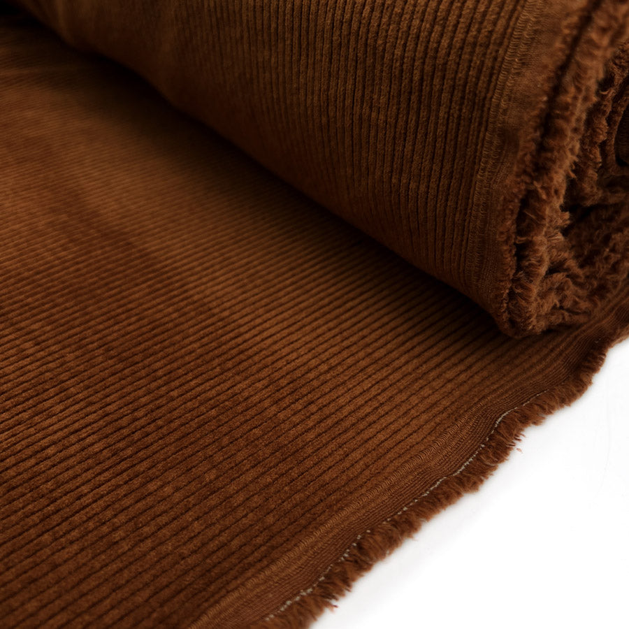 Bubble Wash Corduroy Burnt Orange 8 Wale Cotton Spandex Woven Heavyweight Trouser Fabric Bolt