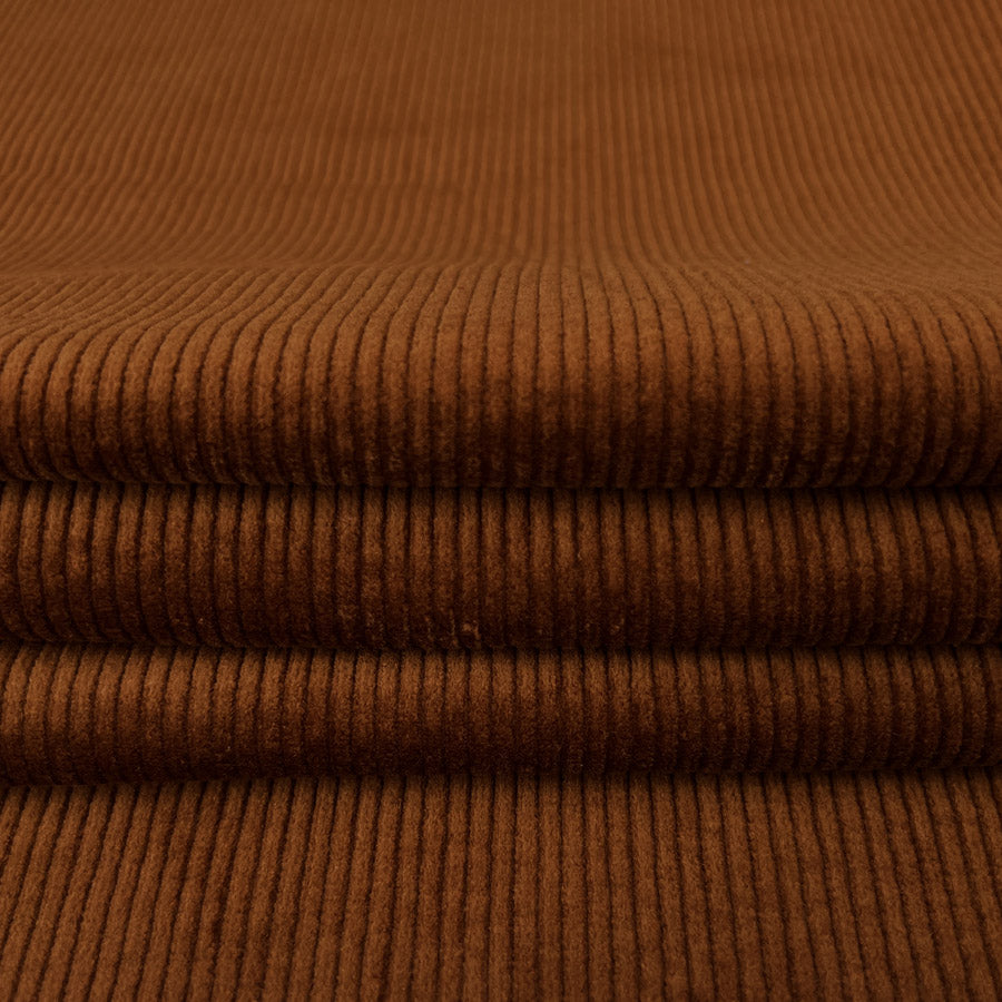 Bubble Wash Corduroy Burnt Orange 8 Wale Cotton Spandex Woven Heavyweight Trouser Fabric