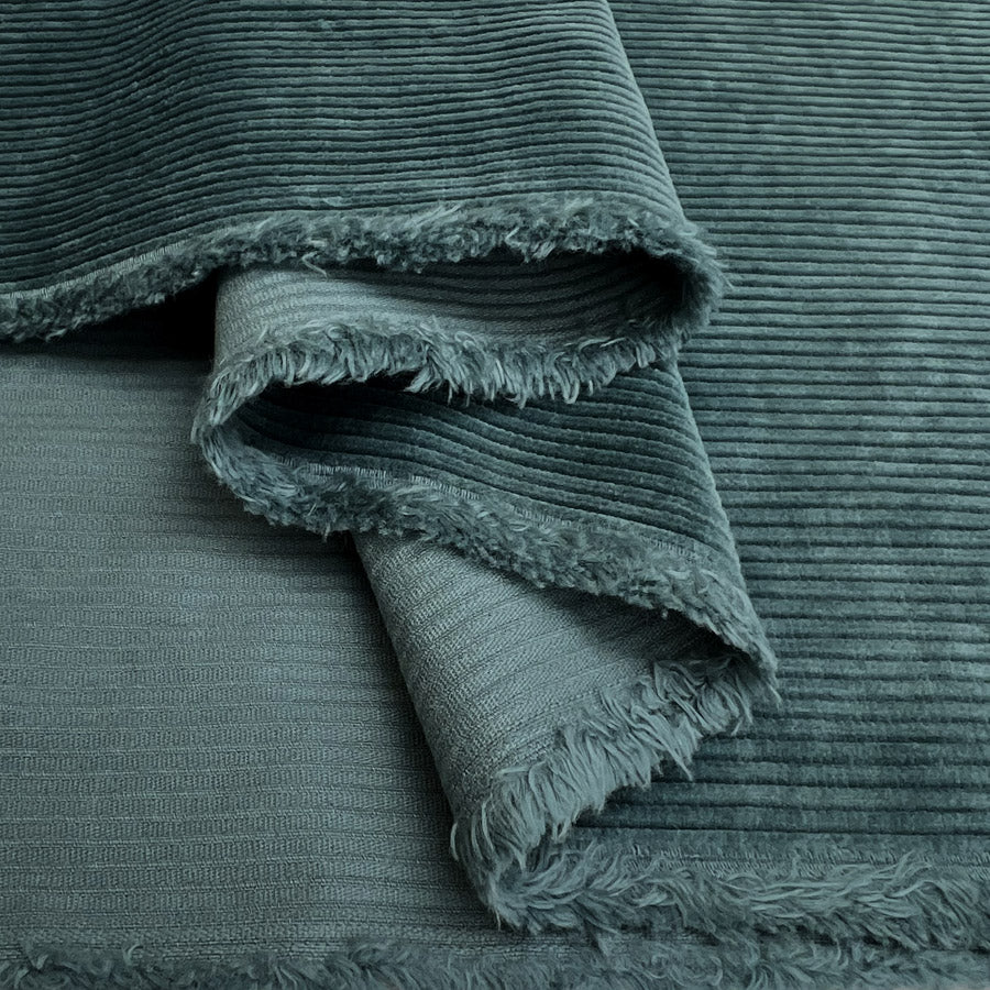 Bubble Wash Corduroy Sea Green 8 Wale Cotton Spandex Woven Heavyweight Trouser Fabric Fold