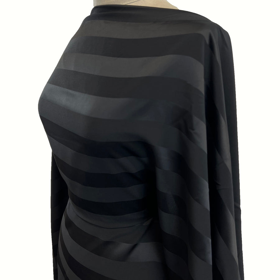 But This Is Nicer Black Stripe Chiffon Dressmaking Fabric Mannequin Side