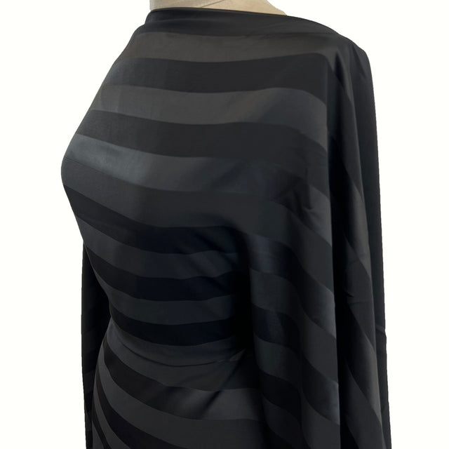 But This Is Nicer Black Stripe Chiffon Dressmaking Fabric Mannequin Side