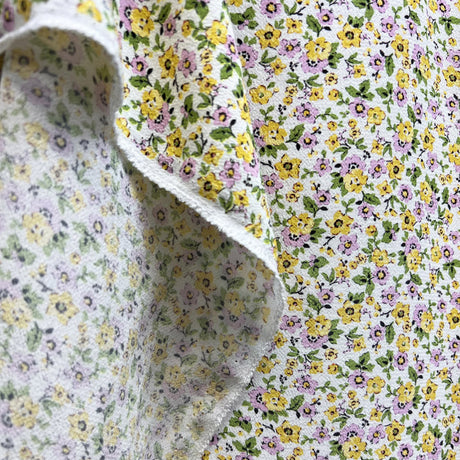 Buttercup Bliss Yellow White Floral Viscose Dressmaking Fabric Drape