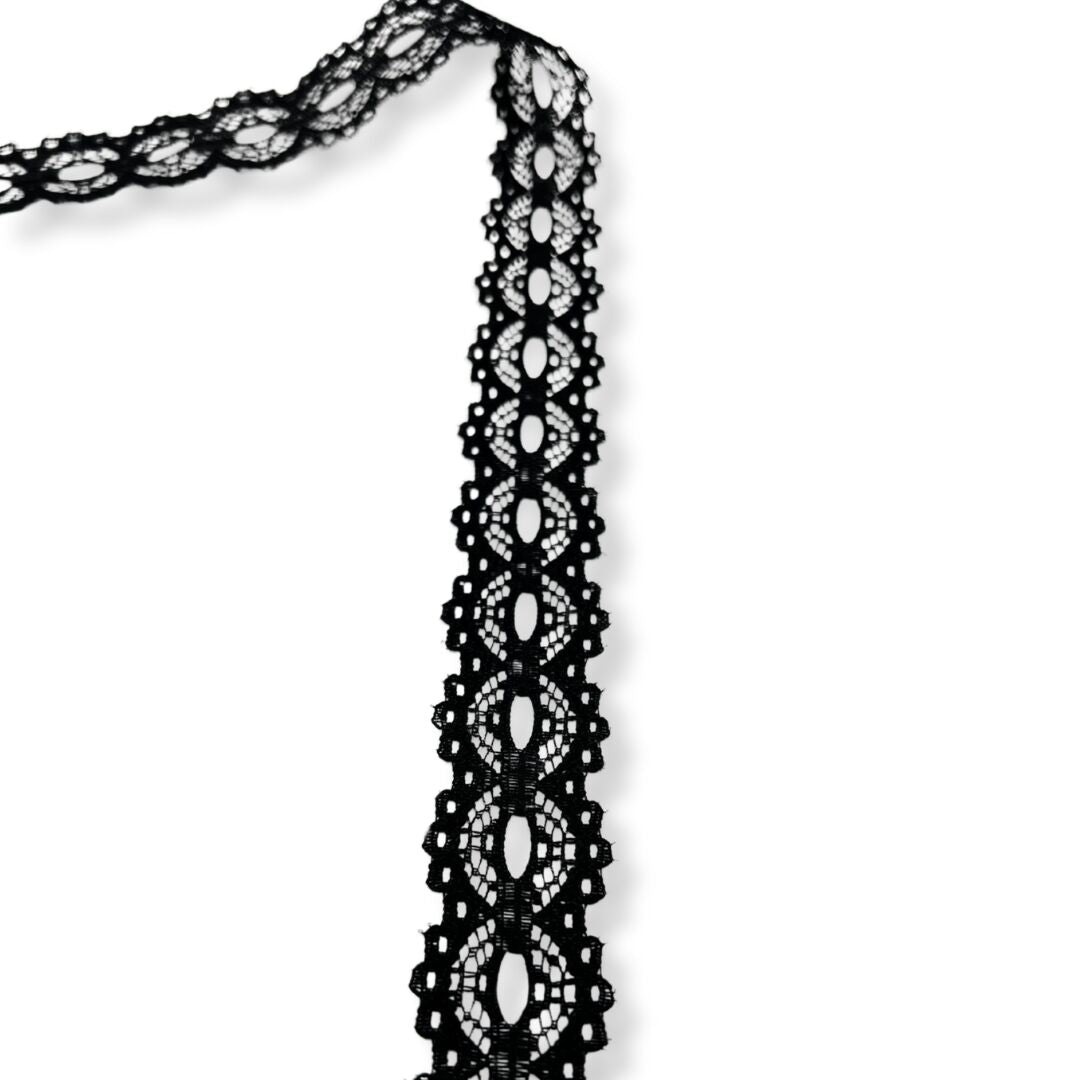 Button Hole Crochet Lace Ribbon Trim Black 23mm Wide