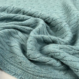 Cable Car Chunky Wool Aqua Blue Knitted Italian Lambswool Jumper Fabric