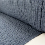 Cable Car Chunky Wool Blue Knitted Italian Lambswool Jumper Fabric Roll