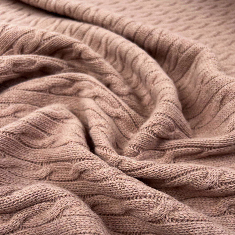Cable Car Chunky Wool Blush Pink Knitted Italian Lambswool Jumper Fabric