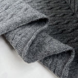 Cable Car Chunky Wool Charcoal Grey Knitted Italian Lambswool Jumper Fabric Fold